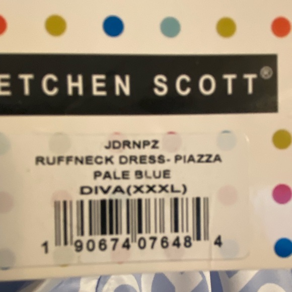 Gretchen Scott Ruffneck dress in lt blue & white Piazza pattern. NWT. XXXL Diva - Picture 3 of 3